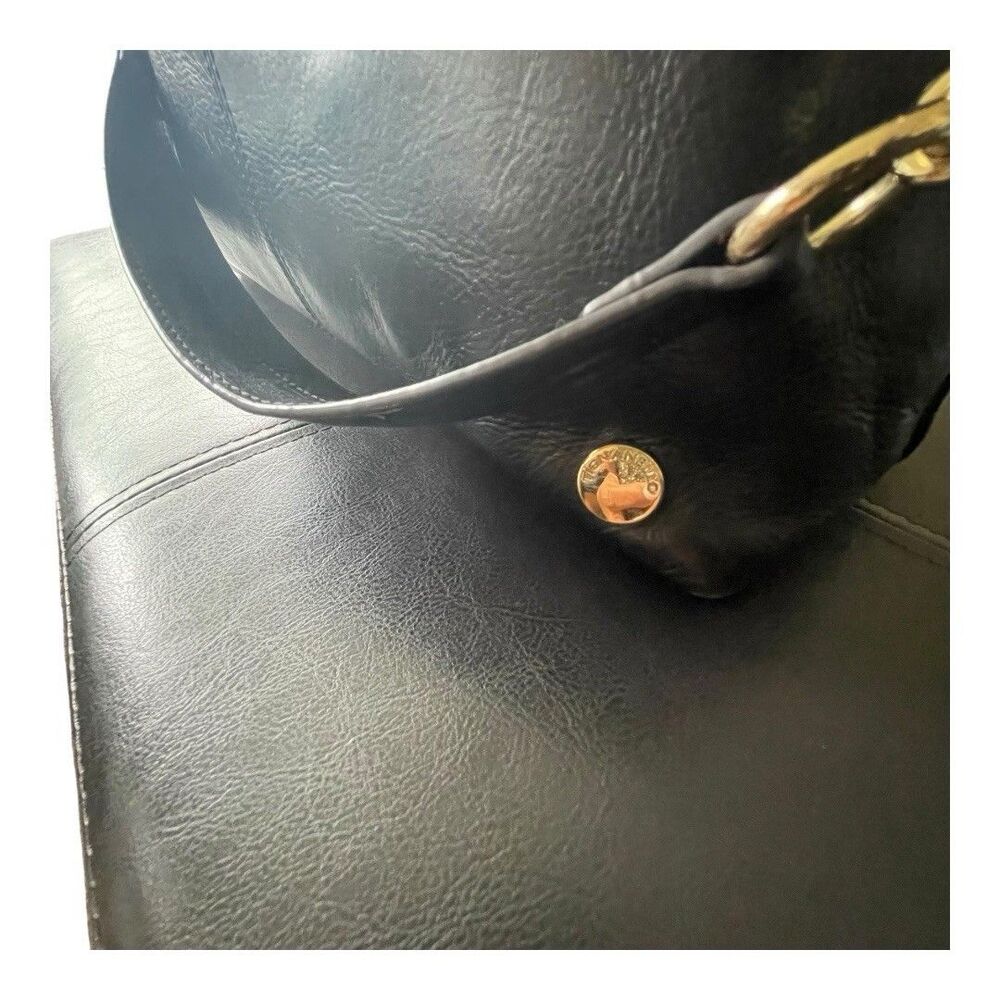 Tignanello Black Leather Shoulder Bucket Bag 12.5”{L}X9.5{H}X4.5”{W} Purse Work - Picture 9 of 13